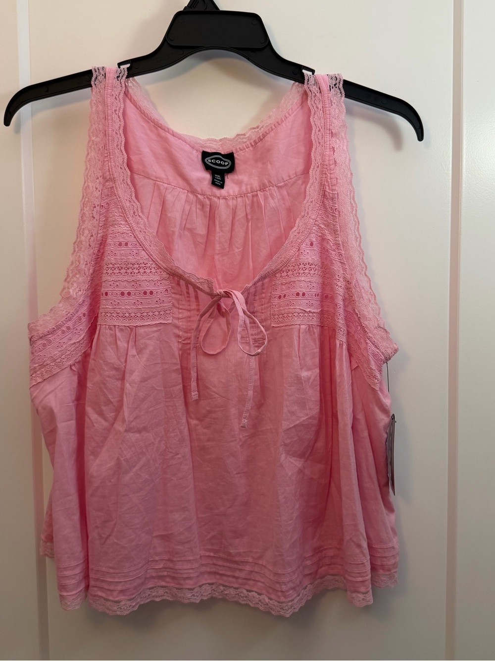 2XL Pink Lace-Trim Tank Top